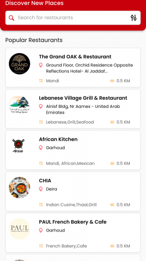 himenus app screenshot restaurant list and evaluating